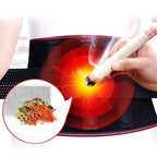 Arenzza electric heating waist belt with massage function, showing adjustable strap and control panel for health and beauty relief.