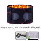 Arenzza electric heating waist belt with massage function, black adjustable belt showing control panel and fabric material.