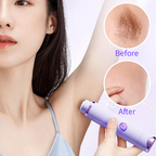 Arenzza electric dual-head waterproof body hair trimmer with hypoallergenic blades, ideal for sensitive skin, shown in use.