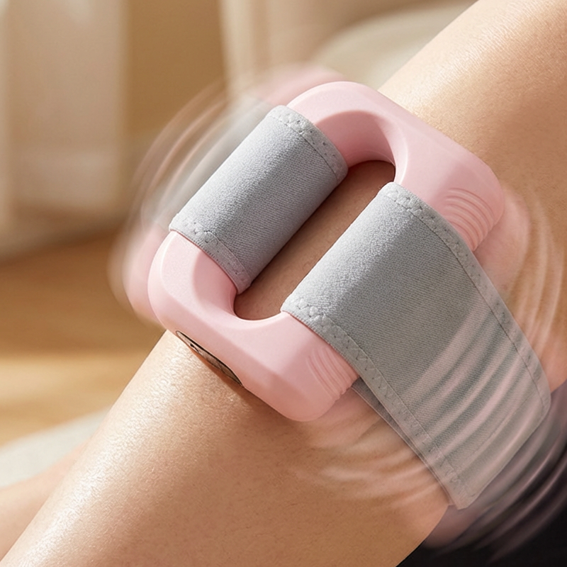 Arenzza 5-speed handheld massager ring with adjustable belt, showing the ergonomic design and control buttons for health and beauty use.