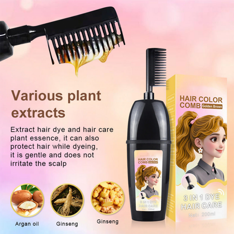 Arenzza 3-in-1 Hair Dye Comb in vibrant colors, designed for easy hair coloring and styling, shown on a white background.