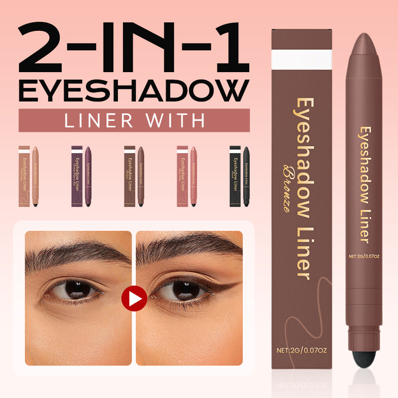 Arenzza 2-in-1 eyeshadow liner with blending brush, showing the dual-ended makeup product with sleek packaging and applicator.