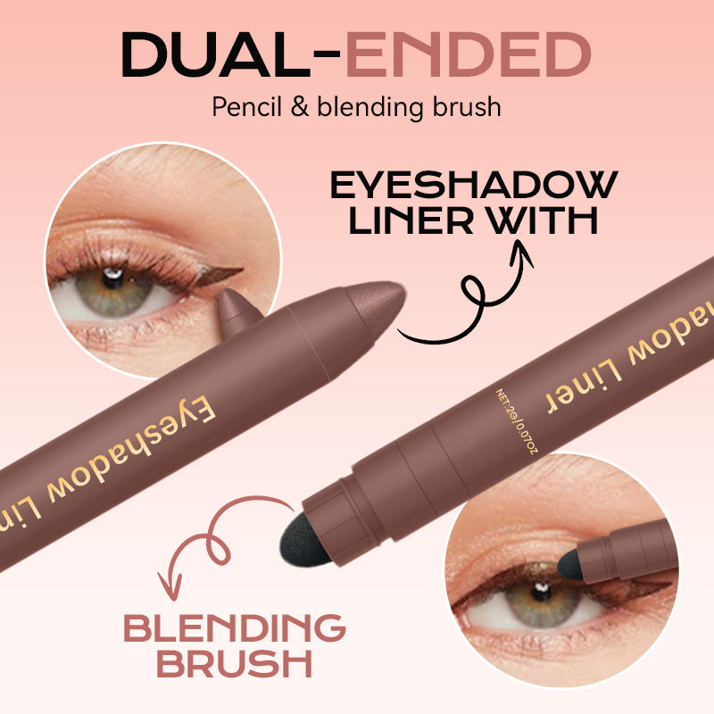 Arenzza 2-in-1 eyeshadow liner with blending brush, showcasing the sleek black eyeliner and soft blending brush for versatile eye makeup.