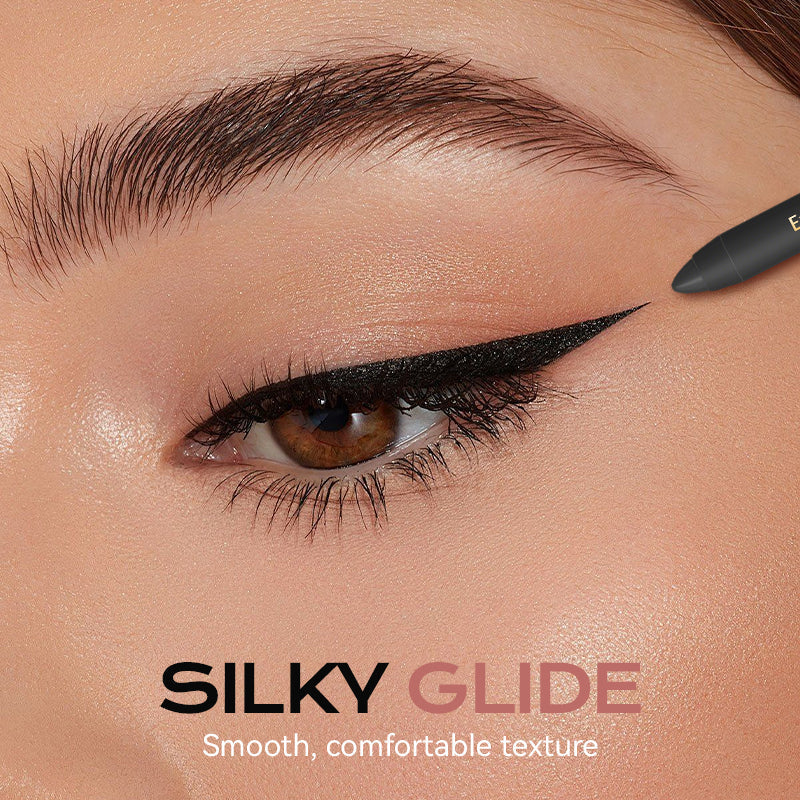 Arenzza 2-in-1 eyeshadow liner with blending brush, showcasing the sleek black eyeliner and soft blending brush for eye makeup.