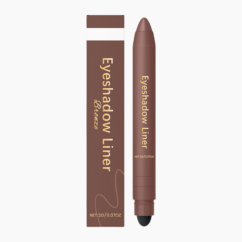 Arenzza 2-in-1 eyeshadow liner with blending brush showing the sleek black makeup product and included brush for eye makeup application