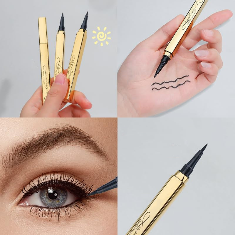 Arenzza waterproof liquid eyeliner pen with a sleek black design, showcasing its precise tip for long-lasting eye makeup application.