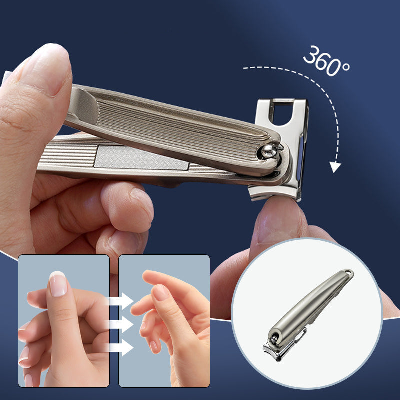 Arenzza effortless nail clipper with 360° swivel head for easy use on both hands, featuring ergonomic design for precise trimming.