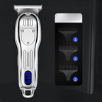 Arenzza vintage engraving LCD digital display hair clipper with modern design, showing adjustable blades and digital screen.