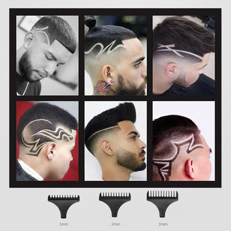 Arenzza vintage engraving LCD digital display hair clipper with modern design, showcasing its sleek body and adjustable blades.