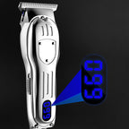 Arenzza vintage engraving LCD digital display hair clipper with sleek design and adjustable blades, perfect for professional grooming.