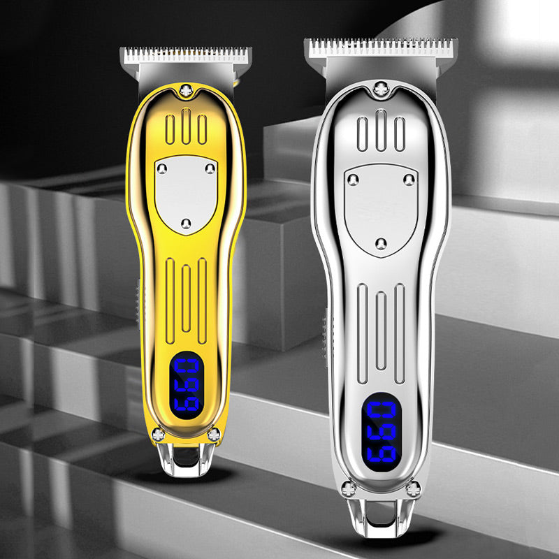 Arenzza vintage engraving LCD digital display hair clipper with sleek design and adjustable blades for precise haircutting.