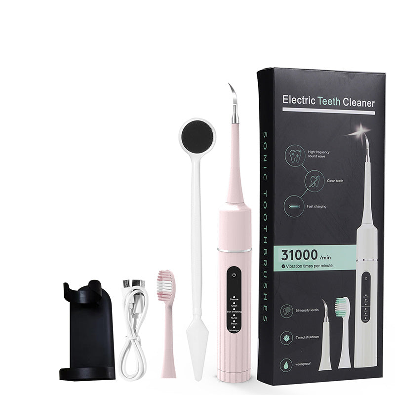 Arenzza ultrasonic teeth cleaner with multi-function and multi-speed settings, featuring a sleek handheld design for dental health.