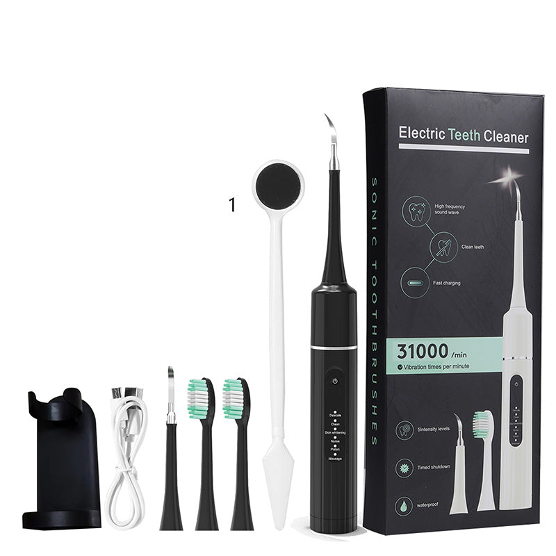 Arenzza ultrasonic teeth cleaner with multi-function and multi-speed settings, featuring a sleek handheld design for dental health.