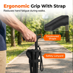 Arenzza folding walking cane with seat, portable mobility aid featuring a sturdy frame, comfortable handle, and foldable design.