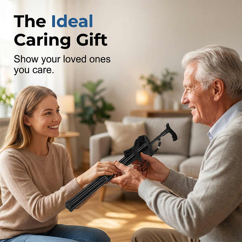 Arenzza folding walking cane with seat, compact health and beauty aid, featuring a sturdy handle and foldable design for convenience.