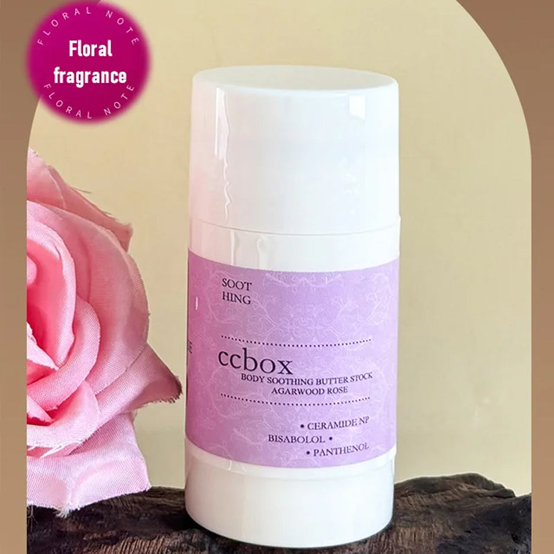 Arenzza Solid Essential Oil Body Moisture Stick in a natural skincare container, designed for moisturizing skin with essential oils.