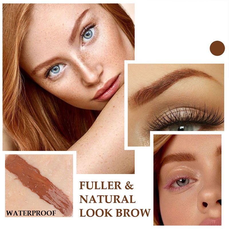 Arenzza vegan eyebrow gel in a jar, showing smooth, buildable formula with a brush applicator for long-lasting, flake-resistant brows.