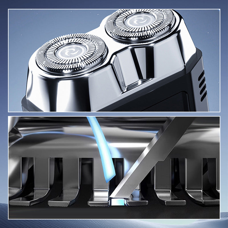 Arenzza transparent mini electric shaver with waterproof design, compact and suitable for precise facial grooming.