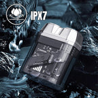 Arenzza transparent mini electric shaver with waterproof design, compact for travel, showing the shaver with foil head and clear body.