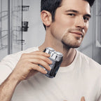 Arenzza transparent mini electric shaver with waterproof design, compact handheld health and beauty device.
