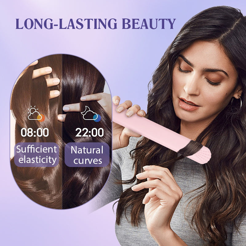 Arenzza 2-in-1 mini curling wand and flat iron hair straightener with black and silver design, displayed on a white background.