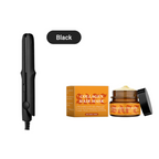 Arenzza 2-in-1 mini curling wand and flat iron hair straightener with black and rose gold design, compact for easy styling.