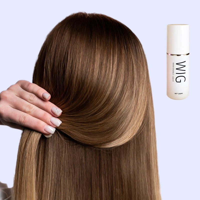 Arenzza wig hair care spray for synthetic and natural wigs, in a clear spray bottle with a white cap, on a white background.