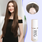 Arenzza wig hair care spray bottle for synthetic and natural wigs, with a nozzle and clear label, in a health and beauty setting.