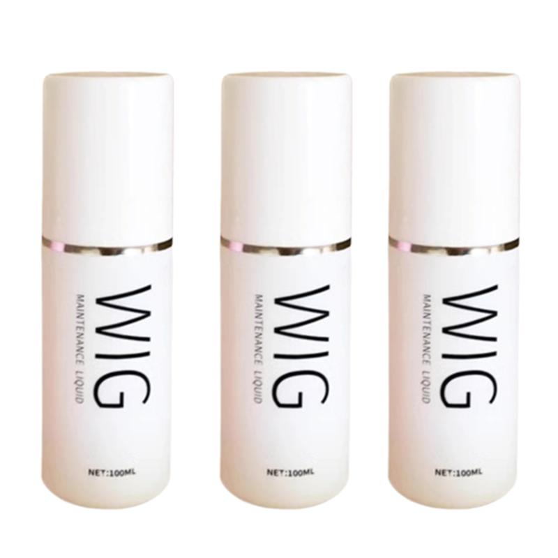 Arenzza wig hair care spray for synthetic and natural wigs, featuring a spray bottle and wig styling in the background.