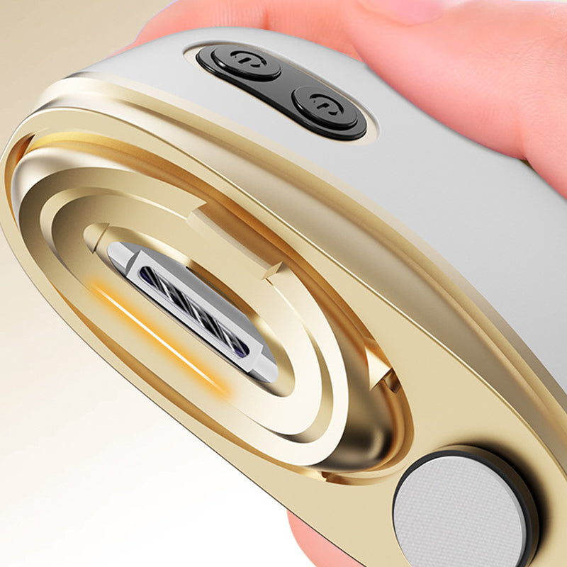Arenzza 2-in-1 electric nail clipper and polisher for health and beauty, shown with the device and attachments on a white background.