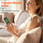 Arenzza portable dual channel TENS unit muscle stimulator for pain relief and muscle therapy, compact design with control buttons