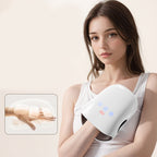 Arenzza 3-speed cordless hand massager with heat and compression, showing the device with textured massage nodes on a user's hand.