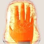 Arenzza 3-speed cordless hand massager with heat and compression, shown in use on a person's hand for relaxation and pain relief.