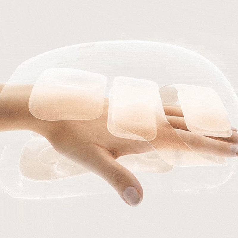 Arenzza 3-speed cordless hand massager with heat and compression therapy, showing the device in use on a person's hand.