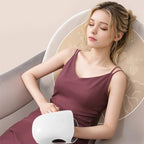 Arenzza 3-speed cordless hand massager with heat and compression, showing the device with textured grips and control buttons.