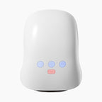 Arenzza 3-speed cordless hand massager with heat and compression, showing the device with textured massaging surfaces in a health and beauty setting.