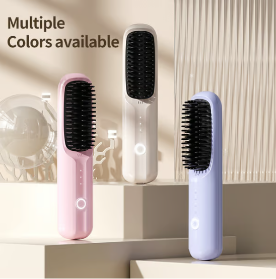Arenzza cordless USB negative ion hair straightener with sleek design and digital controls, perfect for quick styling on the go.