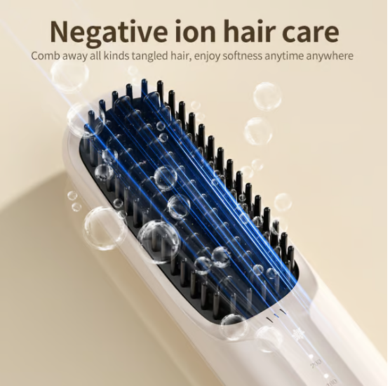Arenzza cordless USB negative ion hair straightener in black with digital controls and ergonomic design for easy styling.