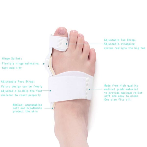 Arenzza bunion corrector for men and women, designed to realign toes and reduce bunion discomfort, shown on a foot.
