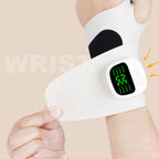 Arenzza rechargeable adjustable electric wrist massager with digital controls, designed for pain relief and muscle relaxation.