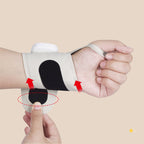 Arenzza rechargeable electric wrist massager with adjustable straps and padded design for targeted hand and wrist relief.