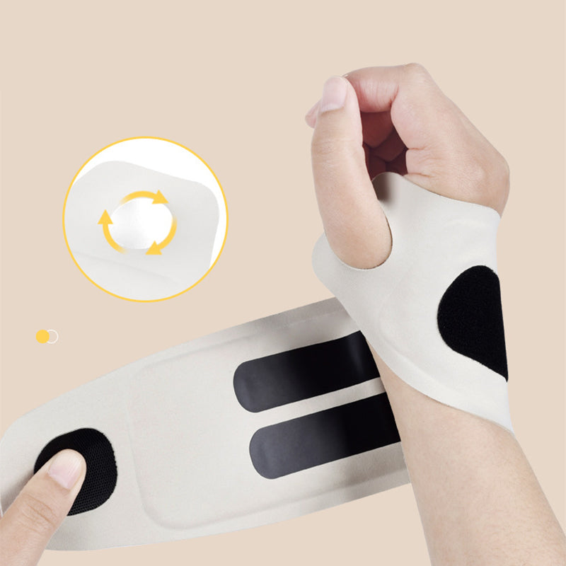 Arenzza rechargeable electric wrist massager with adjustable straps and control buttons for pain relief and relaxation.