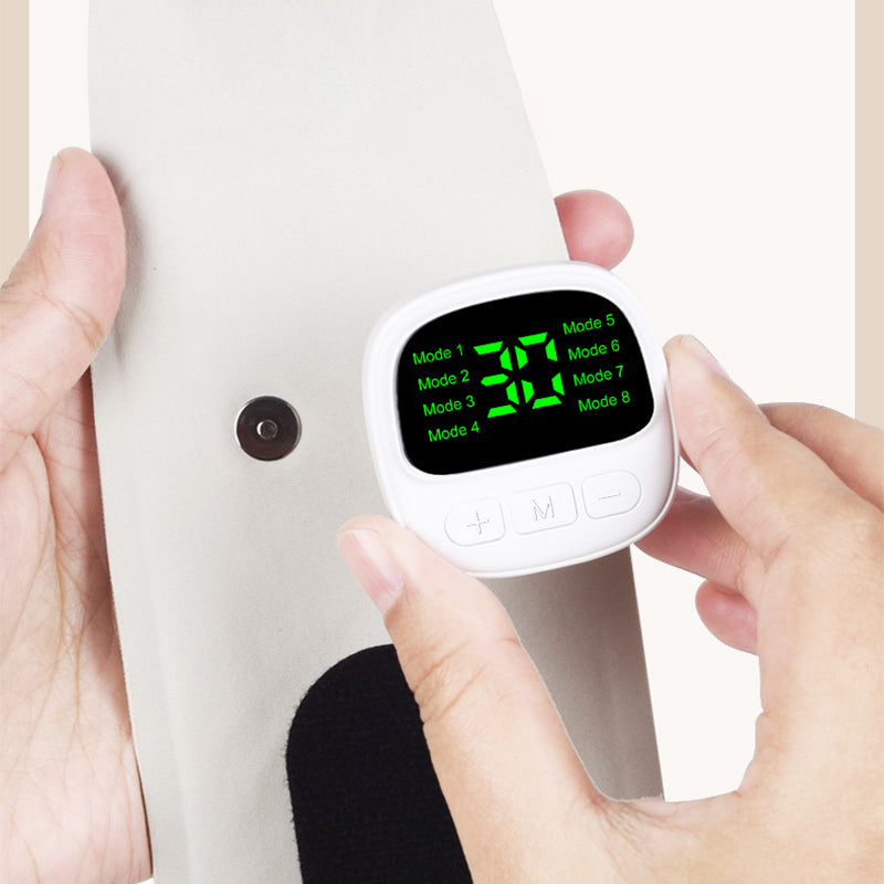 Arenzza rechargeable electric wrist massager with adjustable straps and control buttons, designed for hand and wrist relief.