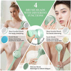 Arenzza electric long handle exfoliating bath brush with a textured brush head for skin cleansing and exfoliation in health and beauty.