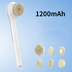 Arenzza electric long handle exfoliating bath brush with a textured brush head for body cleansing in a health and beauty setting.
