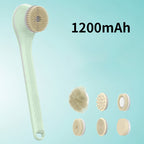 Arenzza electric long handle exfoliating bath brush with a sleek design and bristles for deep cleansing and skin renewal.