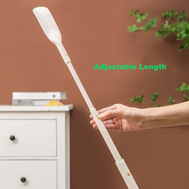 Arenzza telescopic adjustable shoe horn with extendable length and ergonomic handle, ideal for home shoe organization and assistance.