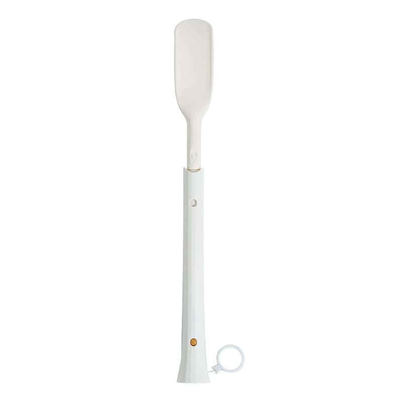 Arenzza telescopic adjustable shoe horn with extended and retracted views, made of durable plastic for home shoe assistance.