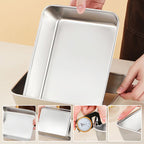 Arenzza stainless steel square plate with lid, ideal for home improvements, featuring a sleek, durable design and secure lid.