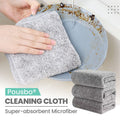 Arenzza bamboo charcoal and microfiber cleaning cloth with storage pouch, showcasing its soft, lint-free surface for home cleaning.